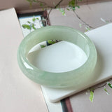 50.6mm A-Grade Light Green Jadeite Modern Oval Bangle No.151007