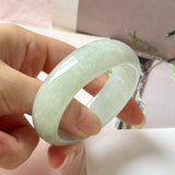 50.6mm A-Grade Light Green Jadeite Modern Oval Bangle No.151007