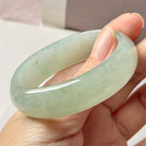50.6mm A-Grade Light Green Jadeite Modern Oval Bangle No.151007