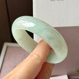 50.6mm A-Grade Light Green Jadeite Modern Oval Bangle No.151007