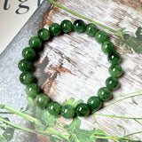 10.5mm A-Grade Natural Imperial Green Jadeite Beaded Bracelet No.190229