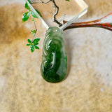 Icy A-Grade Dark Green Jadeite Ruyi Pendant No. 172730