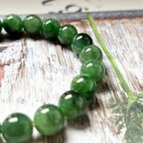 10.5mm A-Grade Natural Imperial Green Jadeite Beaded Bracelet No.190229