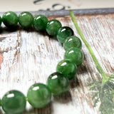 SOLD OUT: 10.5mm A-Grade Natural Imperial Green Jadeite Beaded Bracelet No.190229