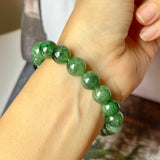 10.5mm A-Grade Natural Imperial Green Jadeite Beaded Bracelet No.190229