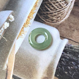 A-Grade Natural Bluish Green Jadeite Bagel on Infinity Silk Cord Bracelet No.190413