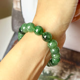 SOLD OUT: 10.5mm A-Grade Natural Imperial Green Jadeite Beaded Bracelet No.190229