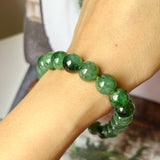 SOLD OUT: 10.5mm A-Grade Natural Imperial Green Jadeite Beaded Bracelet No.190229