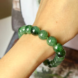 10.5mm A-Grade Natural Imperial Green Jadeite Beaded Bracelet No.190229