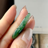 Icy A-Grade Dark Green Jadeite Ruyi Pendant No. 172730