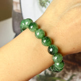 10.5mm A-Grade Natural Imperial Green Jadeite Beaded Bracelet No.190229