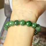 10.5mm A-Grade Natural Imperial Green Jadeite Beaded Bracelet No.190229