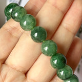 SOLD OUT: 10.5mm A-Grade Natural Imperial Green Jadeite Beaded Bracelet No.190229