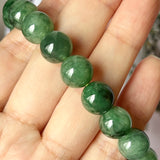10.5mm A-Grade Natural Imperial Green Jadeite Beaded Bracelet No.190229