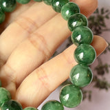 SOLD OUT: 10.5mm A-Grade Natural Imperial Green Jadeite Beaded Bracelet No.190229