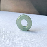 A-Grade Natural Bluish Green Jadeite Bagel on Infinity Silk Cord Bracelet No.190415