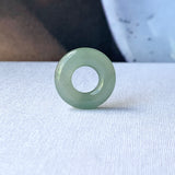 A-Grade Natural Bluish Green Jadeite Bagel on Infinity Silk Cord Bracelet No.190415