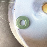 A-Grade Natural Bluish Green Jadeite Bagel on Infinity Silk Cord Bracelet No.190415