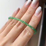 3mm Icy A-Grade Natural Imperial Green Jadeite Beaded Bracelet No.190486