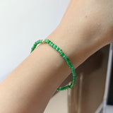 3mm Icy A-Grade Natural Imperial Green Jadeite Beaded Bracelet No.190486