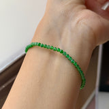 3mm Icy A-Grade Natural Imperial Green Jadeite Beaded Bracelet No.190486