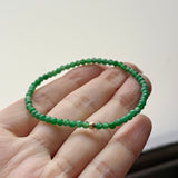 3mm Icy A-Grade Natural Imperial Green Jadeite Beaded Bracelet No.190486