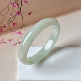 50.9mm A-Grade Natural Light Green Jadeite Modern Round Bangle No.152223