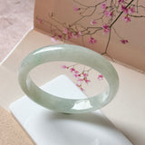 50.9mm A-Grade Natural Light Green Jadeite Modern Round Bangle No.152223