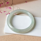 50.9mm A-Grade Natural Light Green Jadeite Modern Round Bangle No.152223