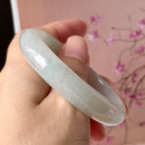 50.9mm A-Grade Natural Light Green Jadeite Modern Round Bangle No.152223