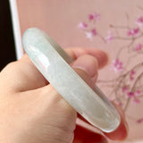 50.9mm A-Grade Natural Light Green Jadeite Modern Round Bangle No.152223