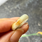 17.1mm A-Grade Natural Yellow White Jadeite Abacus Ring Band No.161899