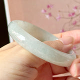 50.9mm A-Grade Natural Light Green Jadeite Modern Round Bangle No.152223