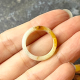 17.1mm A-Grade Natural Yellow White Jadeite Abacus Ring Band No.161899