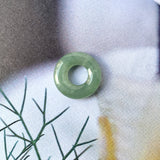 A-Grade Natural Bluish Green Jadeite Bagel on Infinity Silk Cord Bracelet No.190416