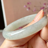 50.9mm A-Grade Natural Light Green Jadeite Modern Round Bangle No.152223