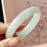 50.9mm A-Grade Natural Light Green Jadeite Modern Round Bangle No.152223