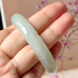 50.9mm A-Grade Natural Light Green Jadeite Modern Round Bangle No.152223