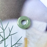 A-Grade Natural Bluish Green Jadeite Bagel on Infinity Silk Cord Bracelet No.190416