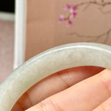 50.9mm A-Grade Natural Light Green Jadeite Modern Round Bangle No.152223