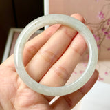 50.9mm A-Grade Natural Light Green Jadeite Modern Round Bangle No.152223