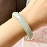 50.9mm A-Grade Natural Light Green Jadeite Modern Round Bangle No.152223