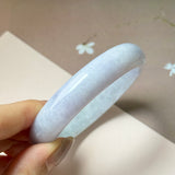 54.6mm A-Grade Natural Lavender Green Jadeite Modern Round Bangle No.152120