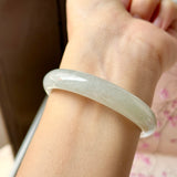 50.9mm A-Grade Natural Light Green Jadeite Modern Round Bangle No.152223