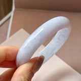 54.6mm A-Grade Natural Lavender Green Jadeite Modern Round Bangle No.152120