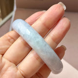 54.6mm A-Grade Natural Lavender Green Jadeite Modern Round Bangle No.152120