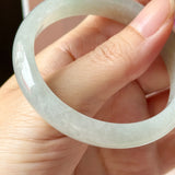 50.9mm A-Grade Natural Light Green Jadeite Modern Round Bangle No.152223