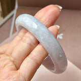 54.6mm A-Grade Natural Lavender Green Jadeite Modern Round Bangle No.152120