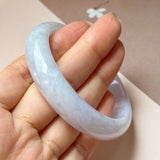 54.6mm A-Grade Natural Lavender Green Jadeite Modern Round Bangle No.152120