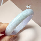 54.6mm A-Grade Natural Lavender Green Jadeite Modern Round Bangle No.152120